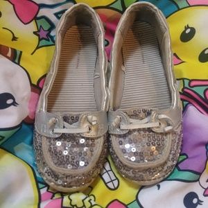 Girls Sparkly Boat Style Shoes Size 4